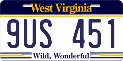 WV license plate 9US451