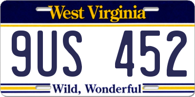 WV license plate 9US452