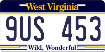 WV license plate 9US453