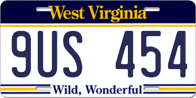 WV license plate 9US454