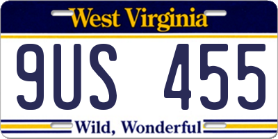 WV license plate 9US455
