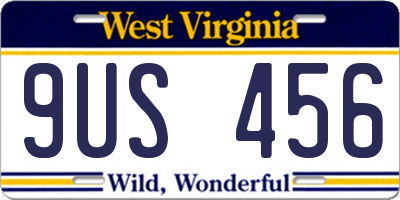 WV license plate 9US456