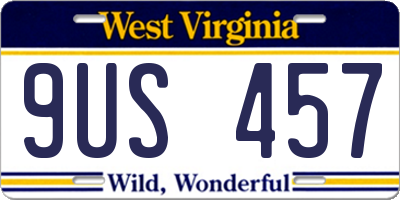 WV license plate 9US457