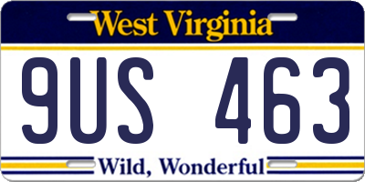 WV license plate 9US463