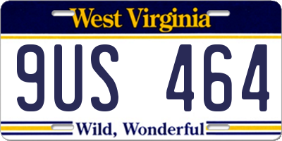 WV license plate 9US464