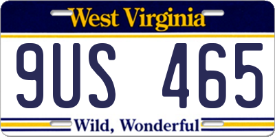 WV license plate 9US465