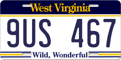 WV license plate 9US467