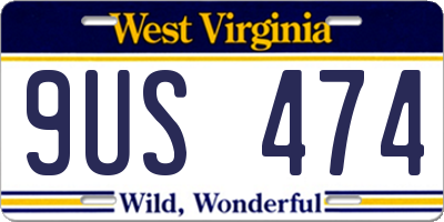 WV license plate 9US474