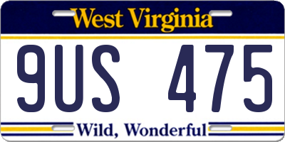 WV license plate 9US475
