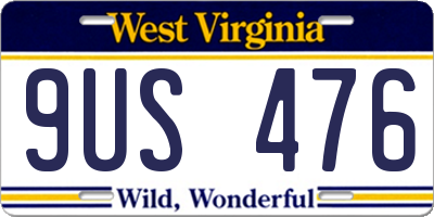 WV license plate 9US476