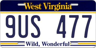 WV license plate 9US477