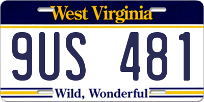 WV license plate 9US481