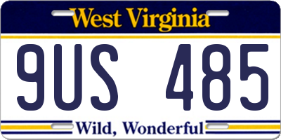 WV license plate 9US485