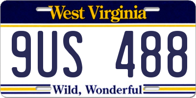 WV license plate 9US488