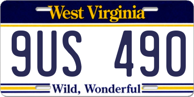 WV license plate 9US490