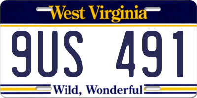 WV license plate 9US491
