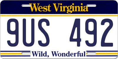 WV license plate 9US492