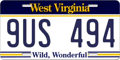 WV license plate 9US494