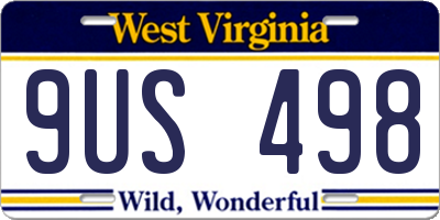 WV license plate 9US498