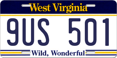 WV license plate 9US501