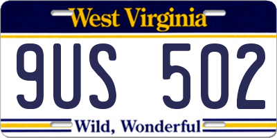 WV license plate 9US502