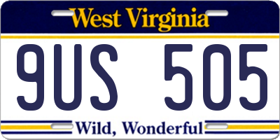 WV license plate 9US505