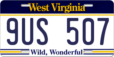 WV license plate 9US507