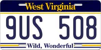 WV license plate 9US508
