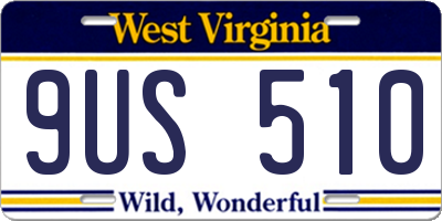 WV license plate 9US510