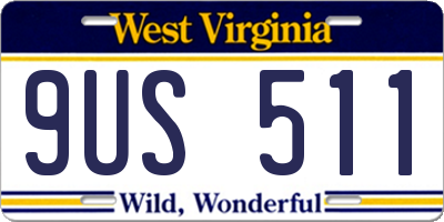 WV license plate 9US511