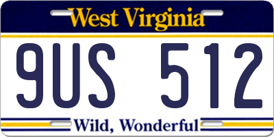 WV license plate 9US512