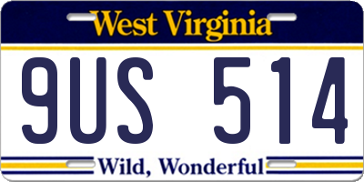 WV license plate 9US514