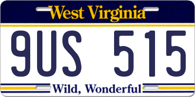 WV license plate 9US515