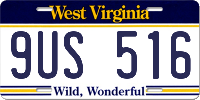 WV license plate 9US516