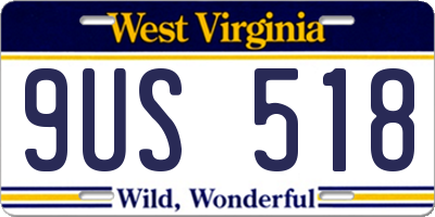 WV license plate 9US518