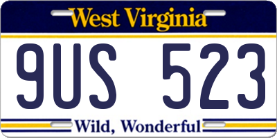 WV license plate 9US523