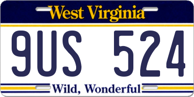 WV license plate 9US524