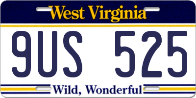 WV license plate 9US525