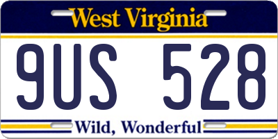 WV license plate 9US528