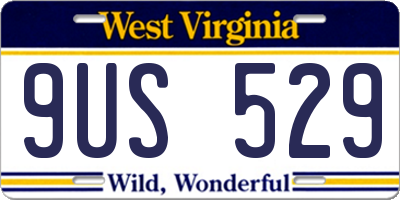 WV license plate 9US529