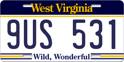 WV license plate 9US531