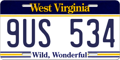WV license plate 9US534