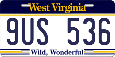 WV license plate 9US536
