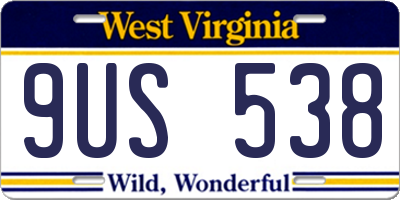 WV license plate 9US538