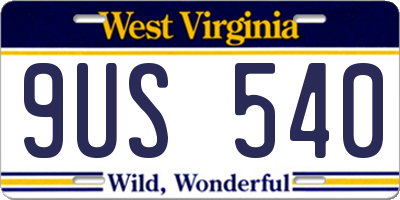 WV license plate 9US540