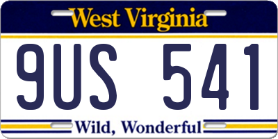 WV license plate 9US541