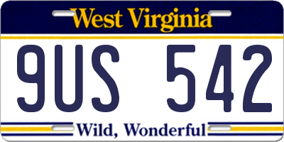 WV license plate 9US542