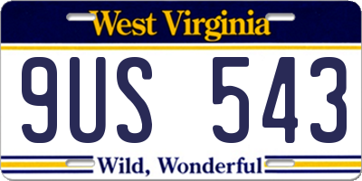 WV license plate 9US543