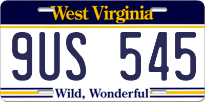 WV license plate 9US545