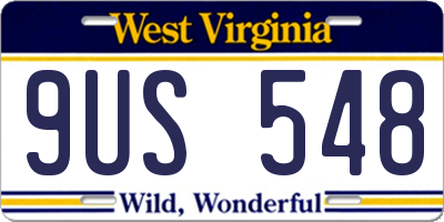 WV license plate 9US548